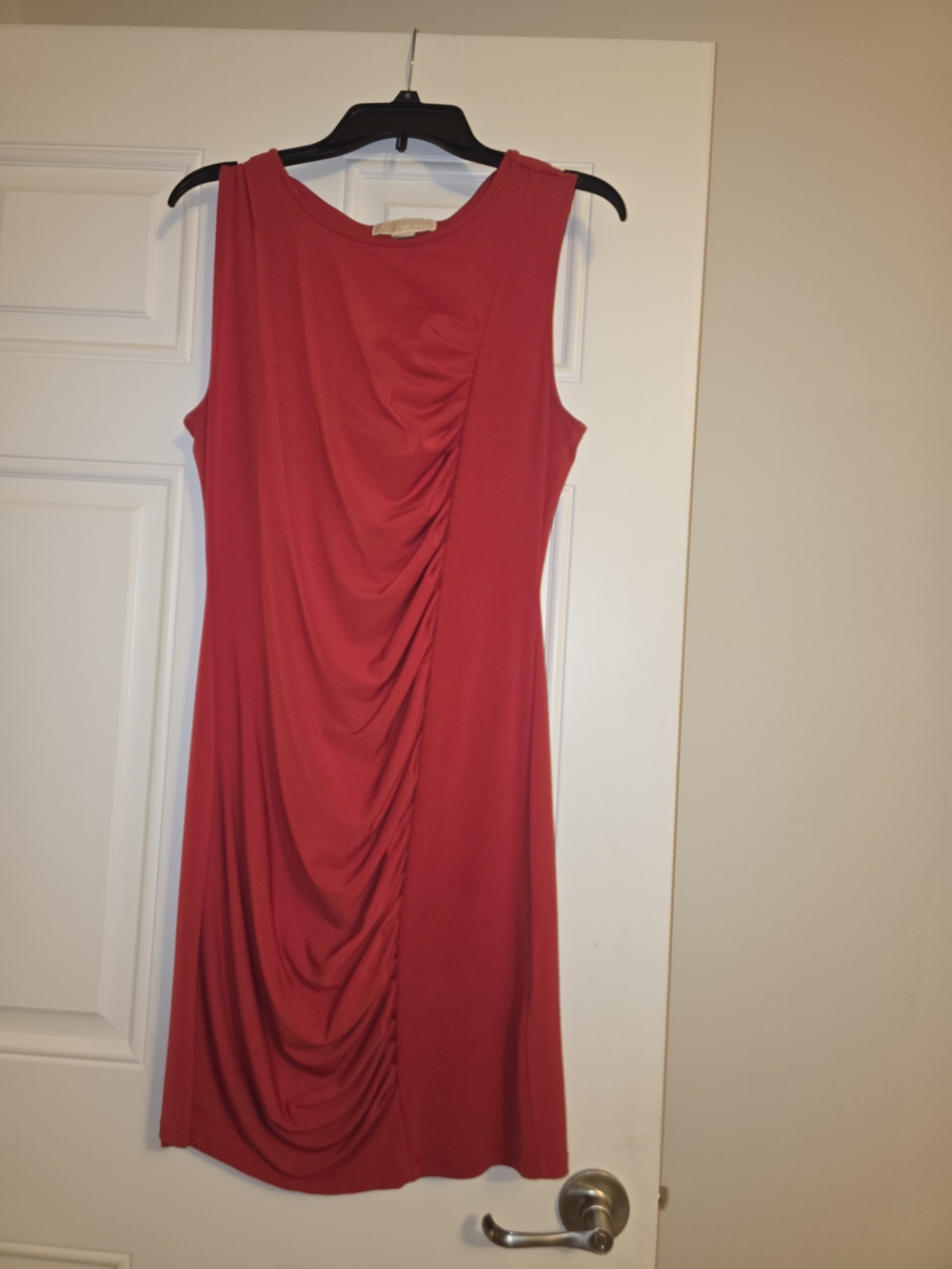 MICHAEL Michael Kors Red Sleeveless Ruched Midi Dress